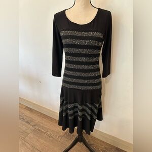 Frank Lyman LBD gold sequin Black dress SZ 8